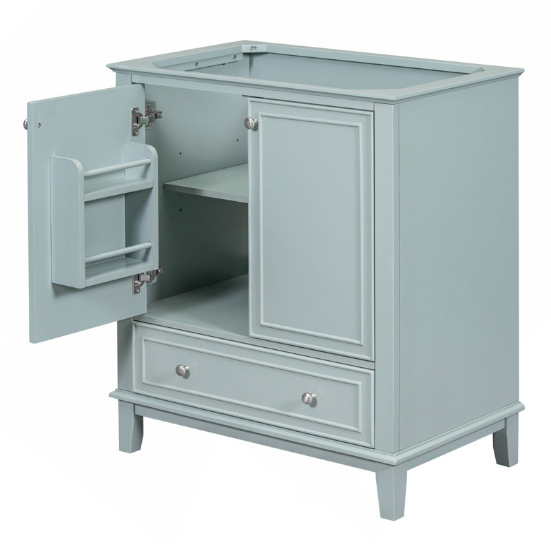 Meuble-lavabo 30 po sans lavabo, base seulement, armoire de salle de bain multifonctionnelle avec portes et tiroir, structure solide et panneau de fibres à densité moyenne, vert