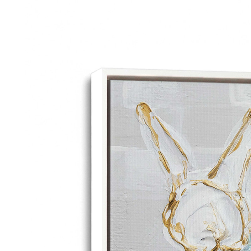 «Bunny Trio» par Mackenzie Kissell, reproduction d'art, L 16 po x H 12 po, Blanc, Toile avec cadre
