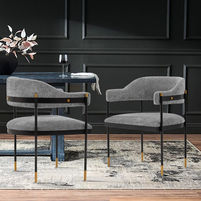 Fauteuil en chenille de métal gris Lia, Gris
