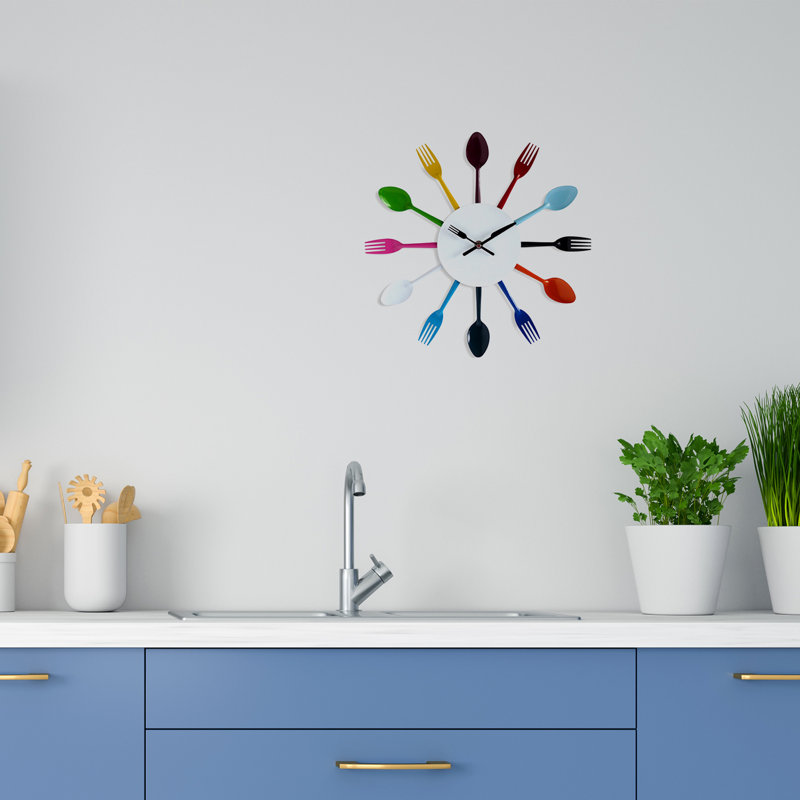 Madrid Colorful Kitchen Cutlery Wall Clock