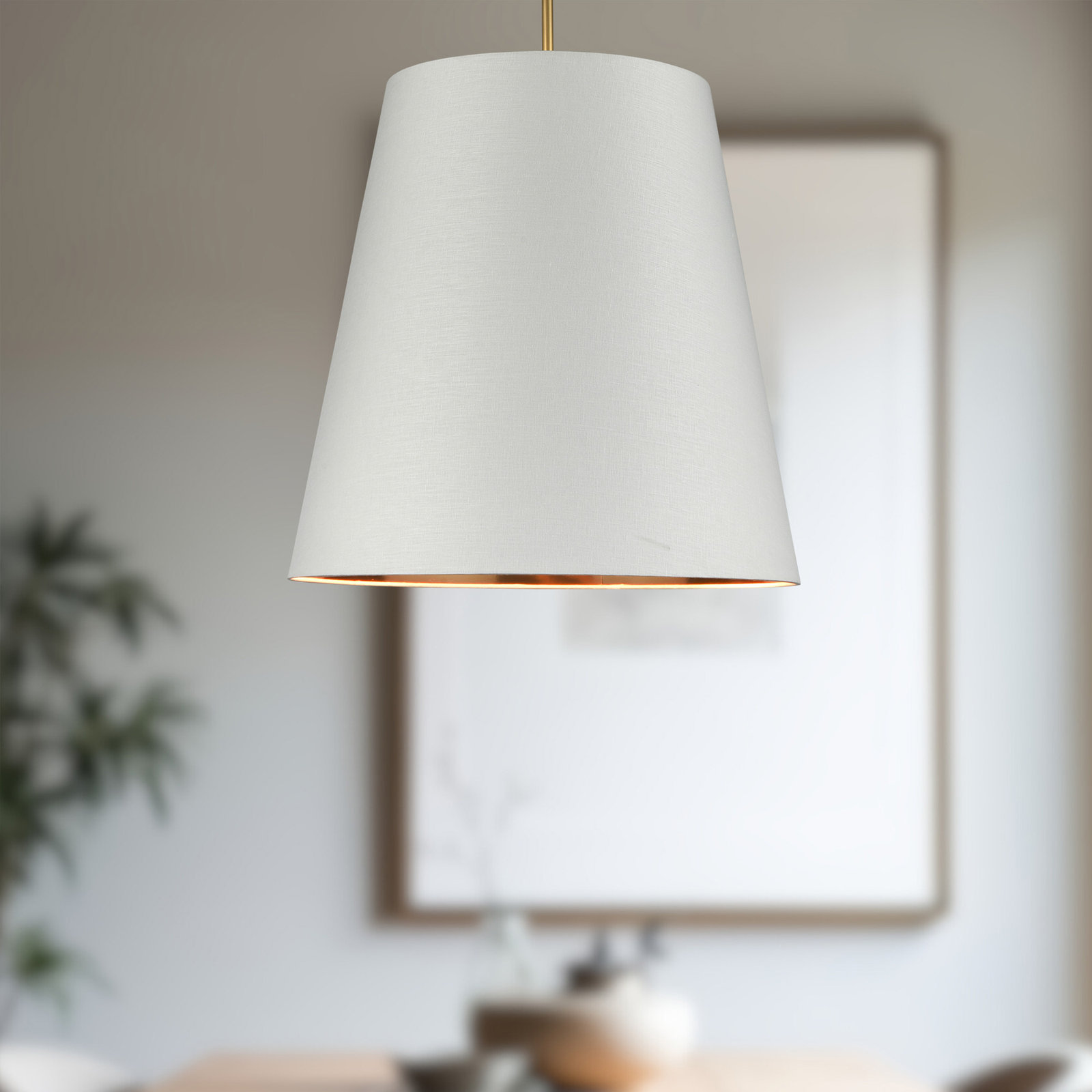 3 Light Steel Pendant, White, 71.76" H x 24.88" W x 24.88" D, Gold