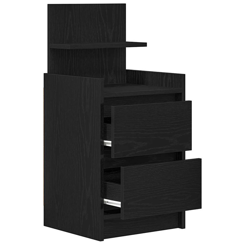 Bedside Cabinets With 2 Drawers 2 Pcs 38X34x80 Cm, 1, Black