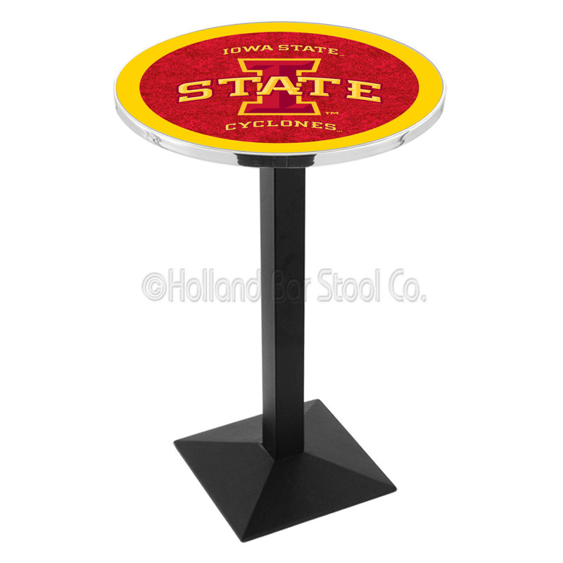 Round Metal Base Dining Table, Black Wrinkle, Iowa State University