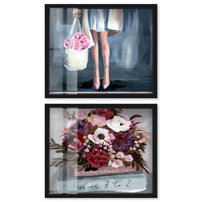 Ensemble de 2 décorations murales Blush Pink Serenity Shadowbox par Art Remedy