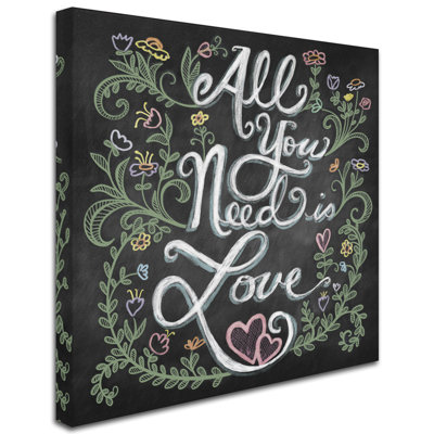 «All You Need is Love» par Arzel, reproduction d'art textuel sur toile tendue