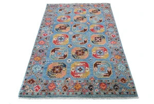 Tapis bleu Oushak 3 x 5 Kazak
