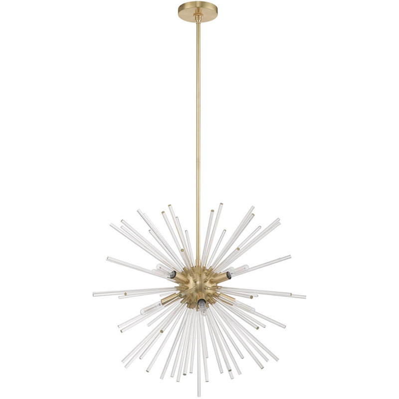 Lustre sphérique spoutnik à 8 lumières Ryzen, Laiton satiné, H 14 po x l 20 po x P 15 po