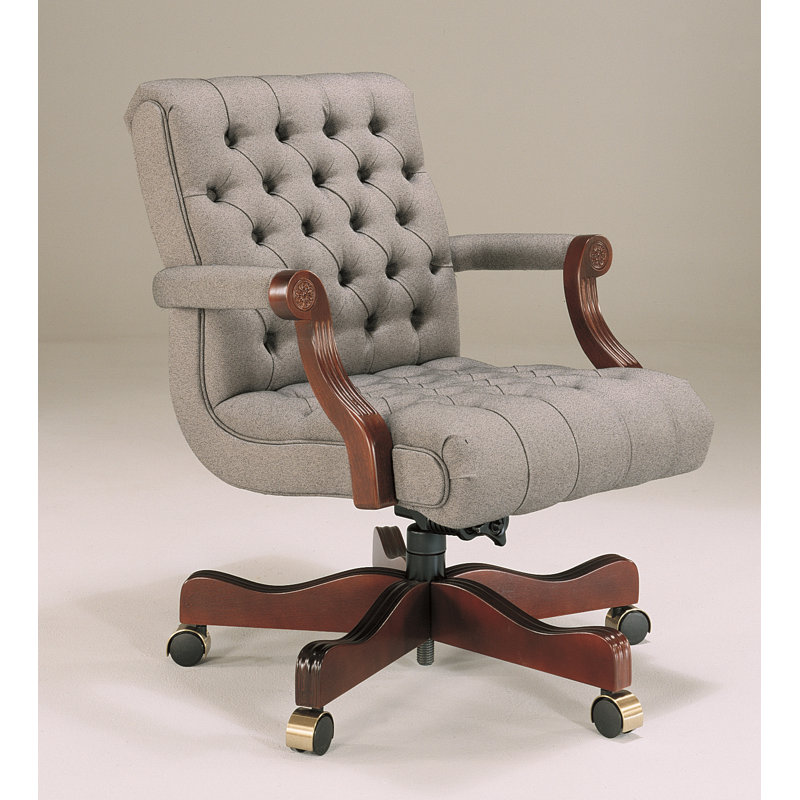 Genuine Leather Executive Chair, Burgandy, Walnut, Not Included