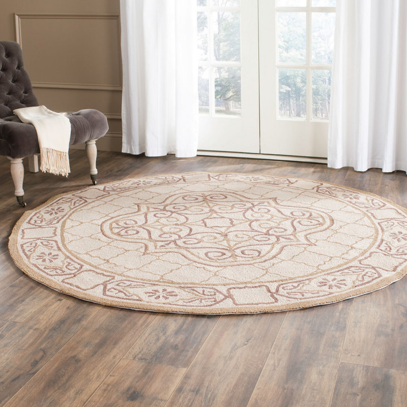 Oudkerk Hand Hooked Performance Geometric Rug, Round 6'
