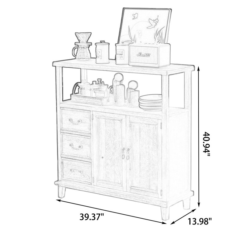 Dark-coffee Solid Wood Sideboard