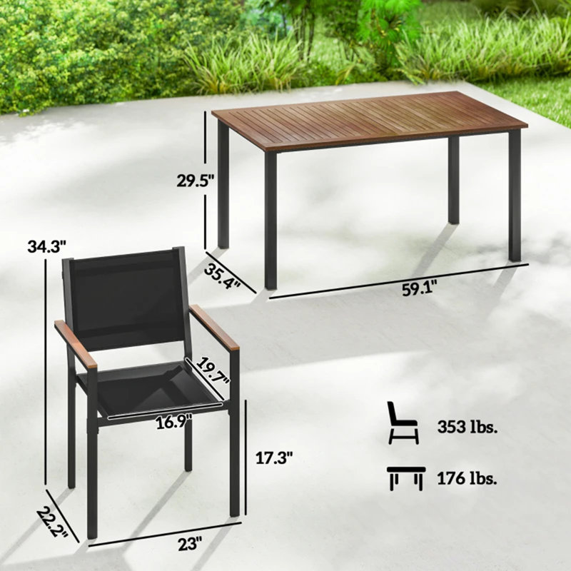 Ensemble de table et chaises de conversation, ensemble de salle à manger d'extérieur, ensemble de table et chaises de jardin