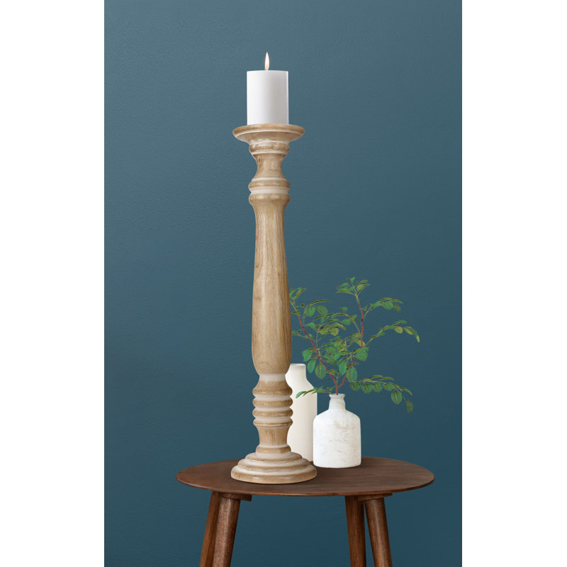A1787N Holders Wood Tabletop Candlestick, 63cm H x 18cm W x 18cm D