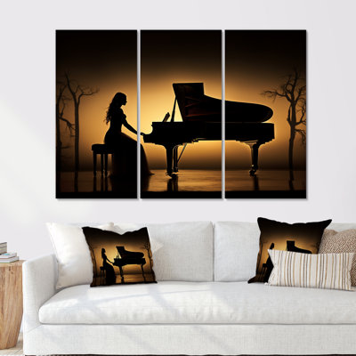 Piano Symphony In Silhouette II - Piano Wall Art Living Room Set