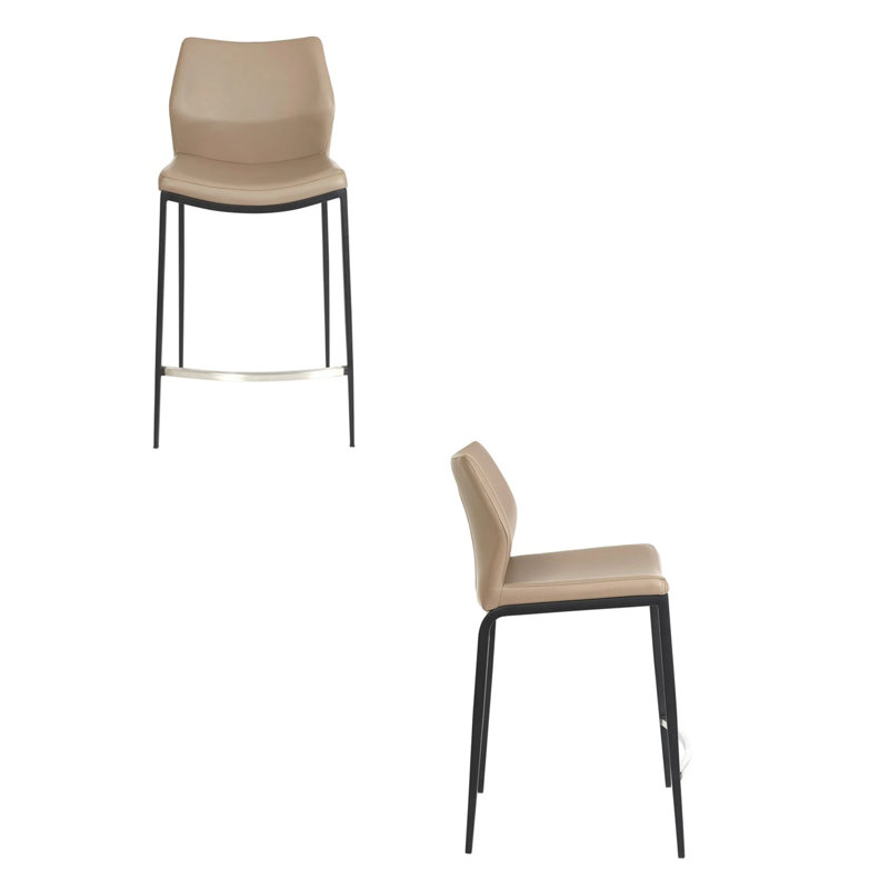 Tabouret en cuir Curve, Rose