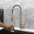 Stylish 20" Single Handle Pull-down Kitchen Faucet With Water Filter In Brushed Gold-112281000