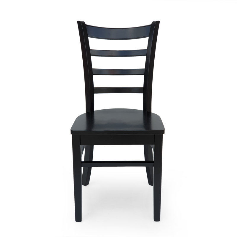 Solid Wood Ladder Back Side Chairs, 4, Matte Black
