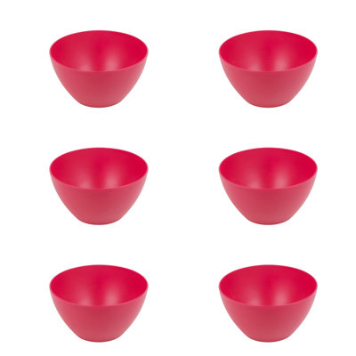 Blue  6Pc Unbreakable Reusable Coloured Plastic Deep Soup Cereal Bowls Party Tableware