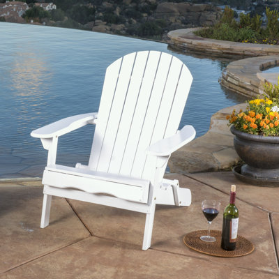 Wooden Outdoor Adirondack Chair with footrest and armrest by Beachcrest Home