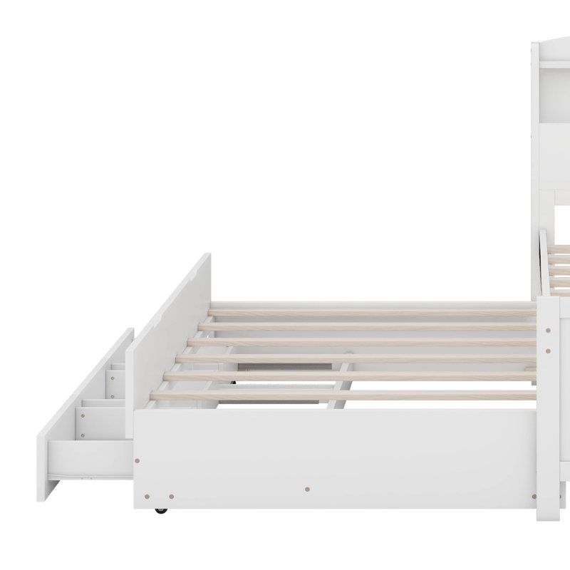 Lit plateforme avec lit gigogne et tiroirs, Lit simple