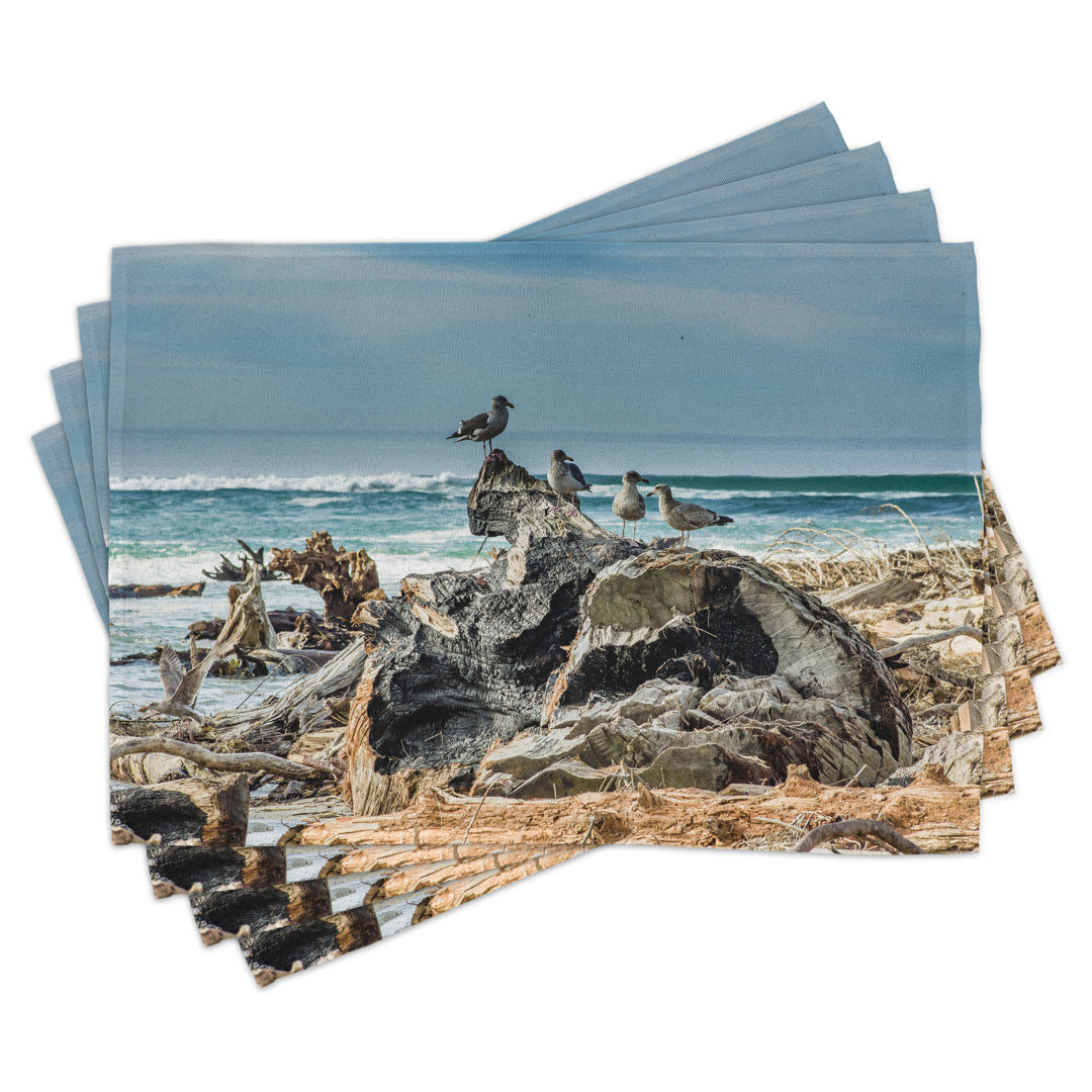 Platzdeckchen 4er Set, Treibholz Shore Seagull, Blau