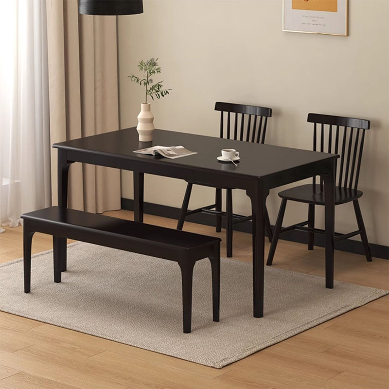 Ensembles de table en bois massif robustes et durables, Noir, noir, noir, noir