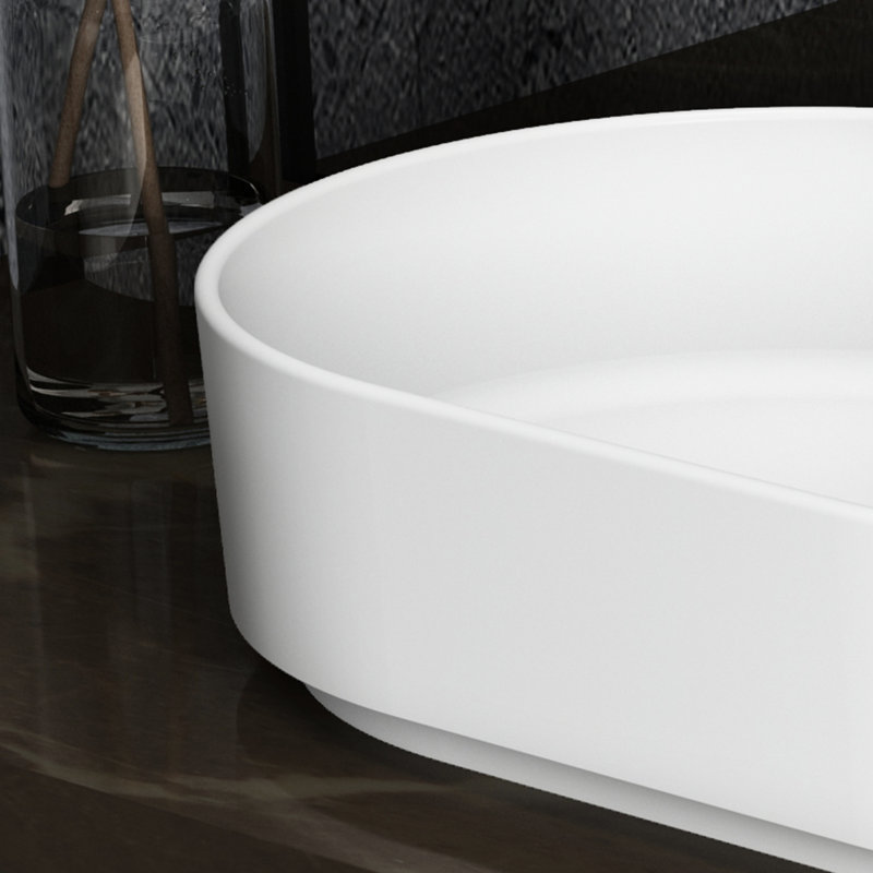 Solid Surface Pedestal Basin - Matte White. , Clean Easily, . Contemporary Design. 23.48 In. Depth, 15.31 Width, 5.39 Height. No Drainer And . 17.16 Lb. Weight White Weight. Contemporary. Without Or