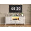 Meuble télé 70 po avec lumières DEL et armoires de rangement, console multimédia en forme de V pour salon