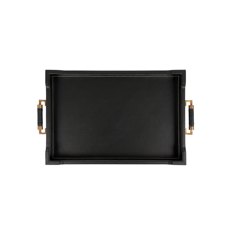 Toulon Decorative Tray, Black/Walnut