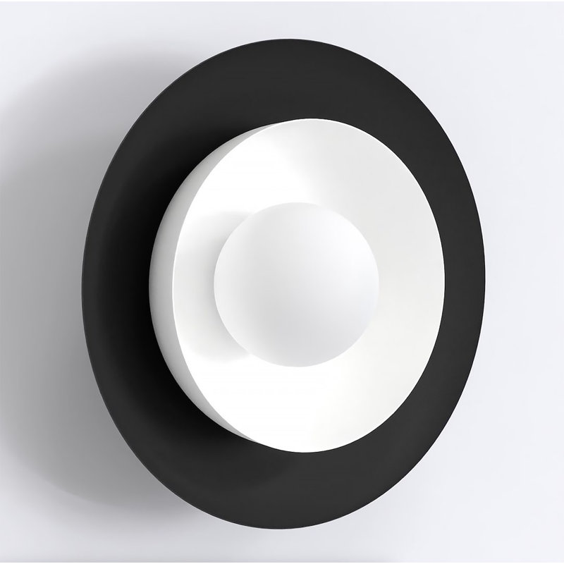 Steel Flush Mounted Sconce, Black/White