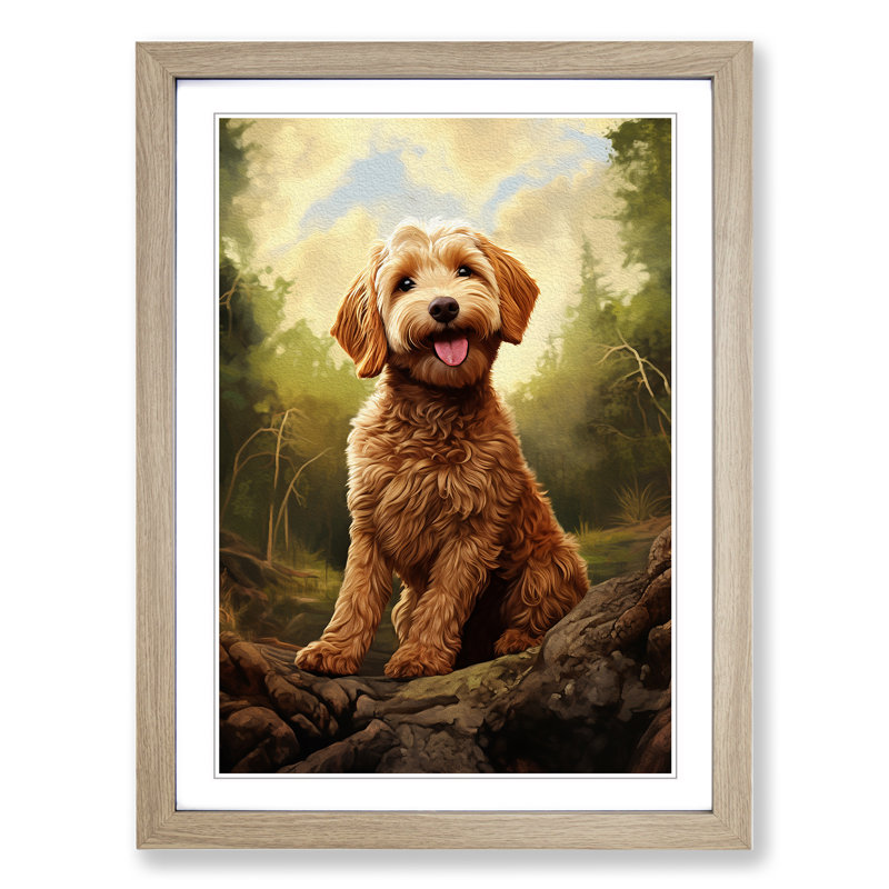 Labradoodle Digital No.2 - Framed Print, Oak, 34cm H x 25cm W x 2cm D