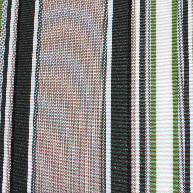 ALEKO Motorized Retractable Outdoor Awning with White Frame, Multistripe Green, 10' W x 8' D