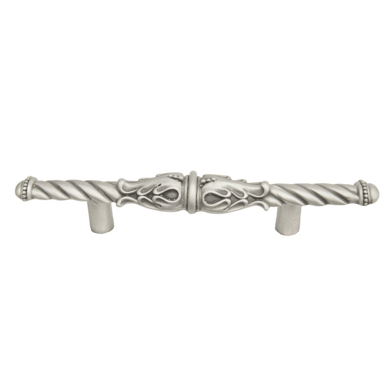 Acanthus 3 inches c.c. pull Romanesque style in Gilded Mercury, 3", Satin