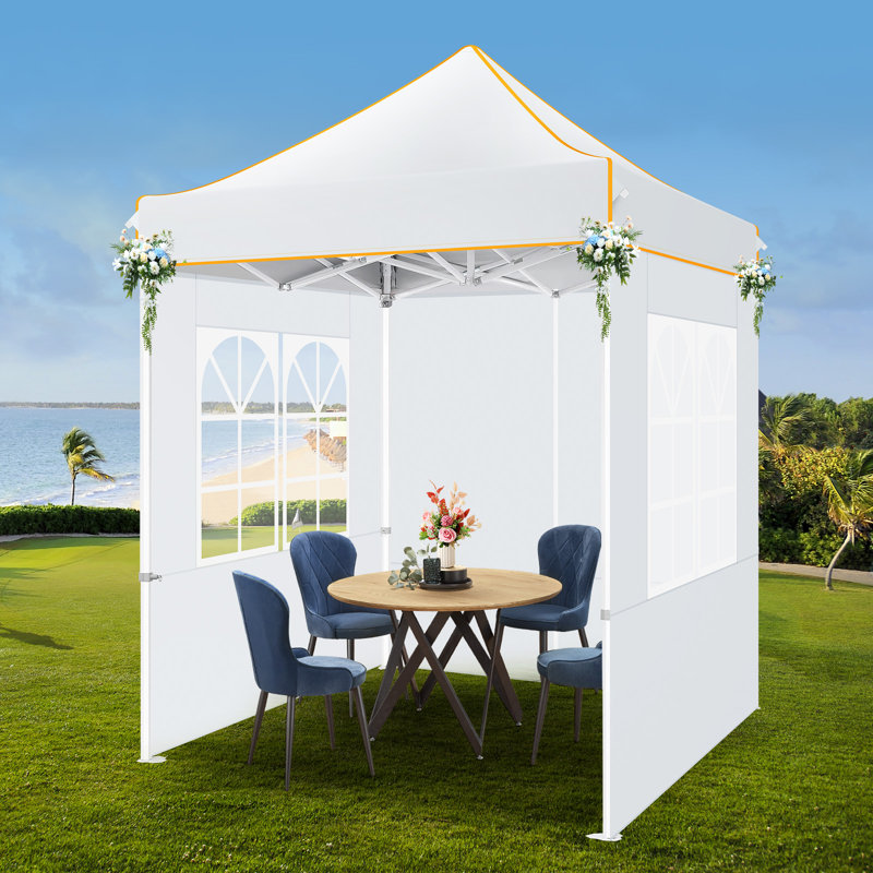 10x10 Pop Up Canopy Tent Heavy Duty with Sidewalls, Outdoor Commercial Canopy with Awning, White