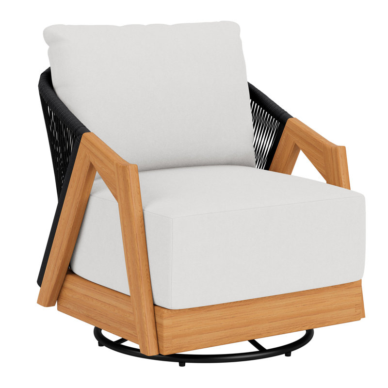 Alpine Outdoor Teak Swivel Armchair, Canvas Natural