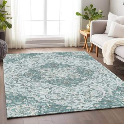 Tapis intérieur / extérieur bleu sarcelle lavable Braeor - LOOMlan
