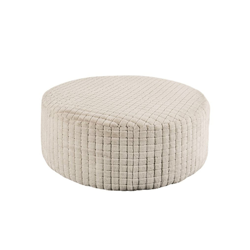 Tan Chenille Upholstered Round For Transitional Interior Decor, 41 Inches Wide And Deep, 18 High, 30 Lb In Style, Soft Upholstered, Wide, High