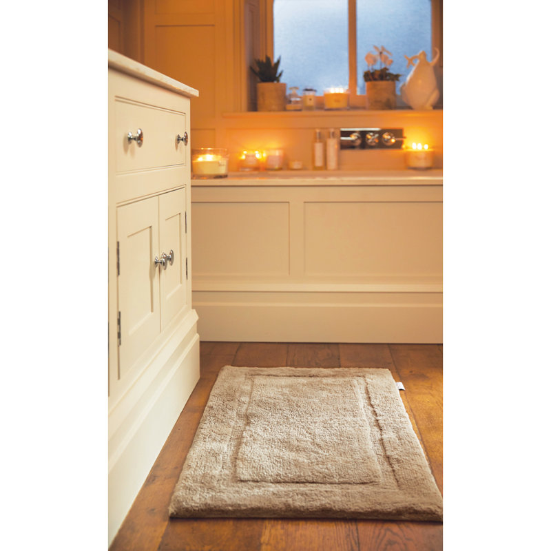Dithusan Border Bamboo Bath Mat, Brown, 100cm L x 60cm W