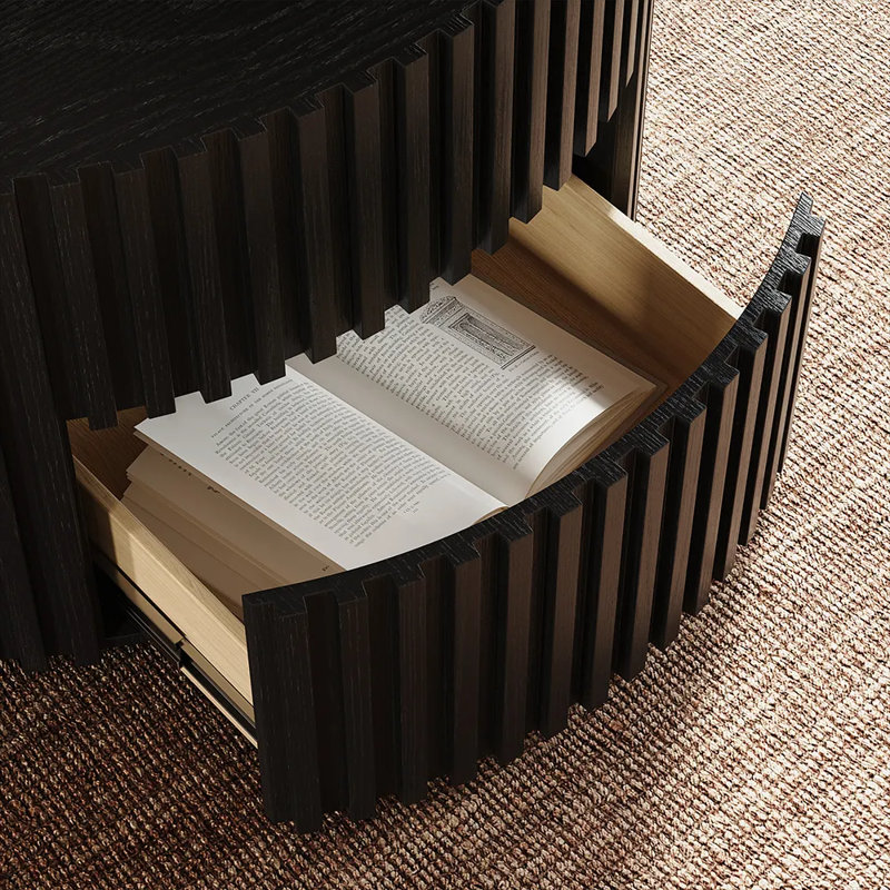 Silva - Lifting Top Round Coffee Table, Black, 17.72" H x 39.37" L x 39.37" W