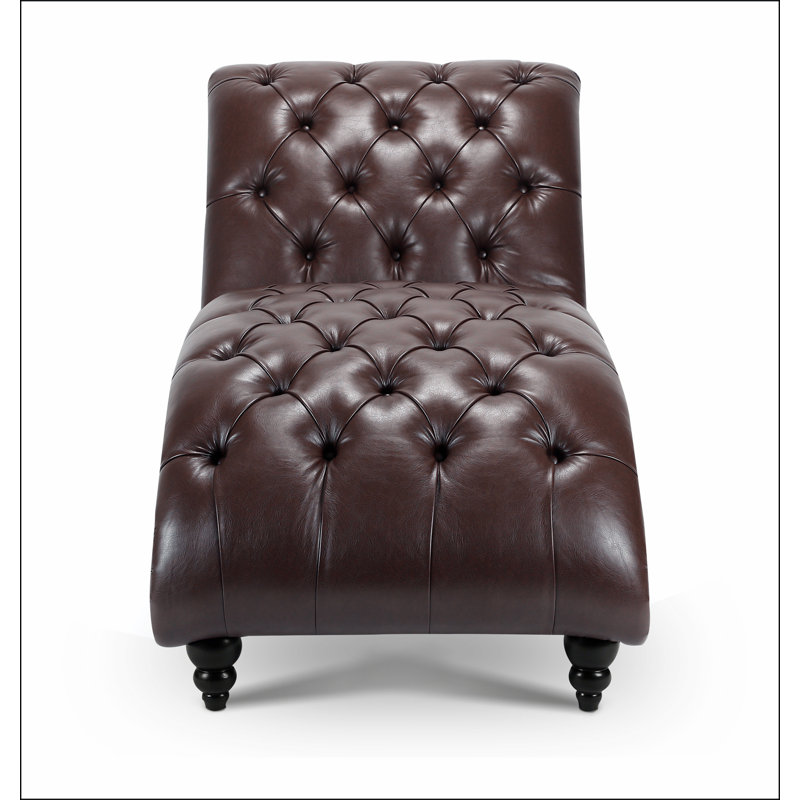 Chaise longue sans accoudoirs touffetée, Marron foncé
