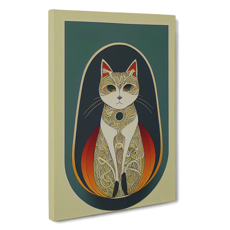 Cat In Art Nouveau No.5 - Wrapped Canvas Print, 76cm H x 50cm W x 3cm D