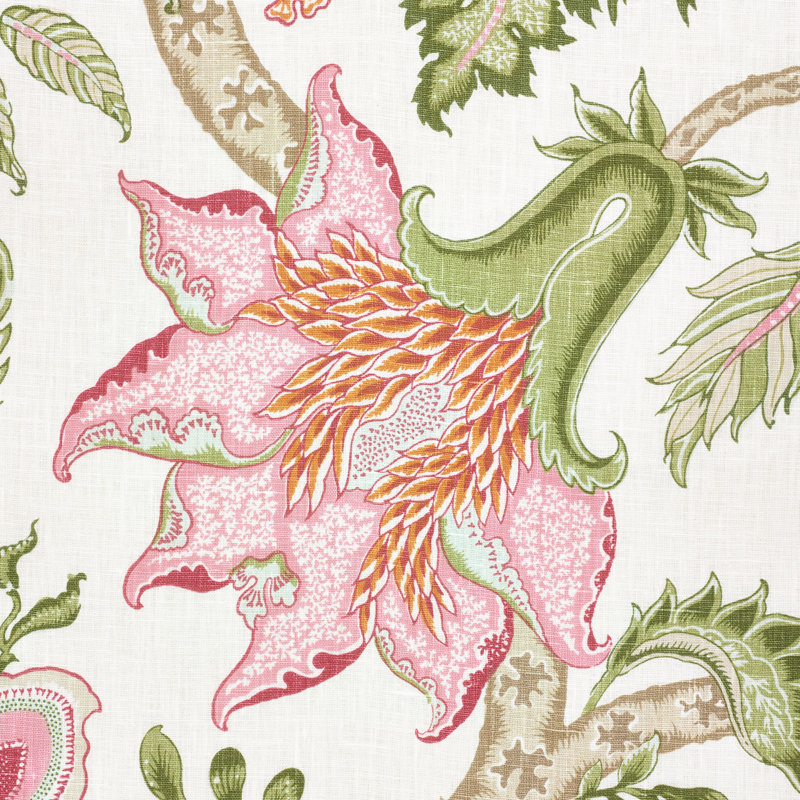 Arborvitae Fabric, Pink/Leaf