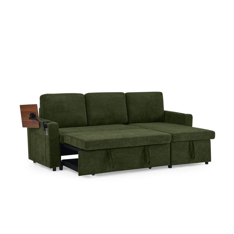 Lit escamotable en chenille avec table rétractable, éclairage décoratif à DEL, ports, porte-gobelets et rangement pour une table d'ordinateur portable multifonctionnelle pour une maison familiale