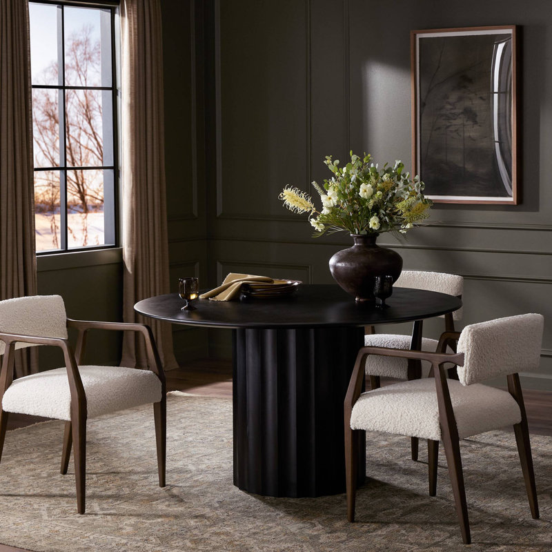 Scalloped Dining Table-Brushed Ebony, Brushed Ebony