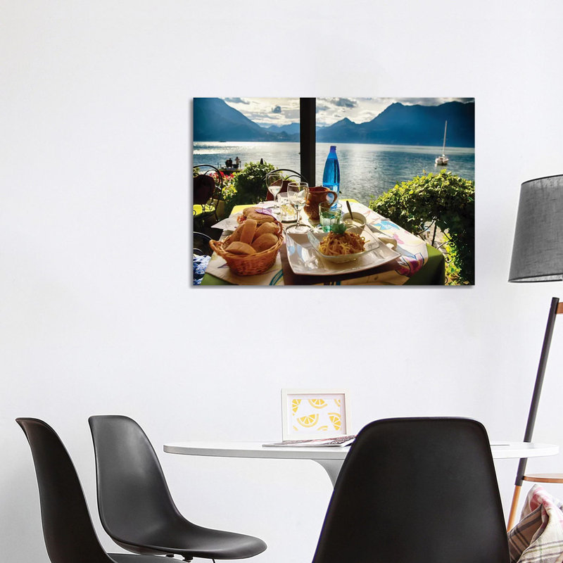 Food On A Restaurant Table With A Lake View by George Oze - Wrapped Canvas Print, 101.6 cm H x 66.04 cm W x 1.91 cm D