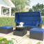Lit de jour d'extérieur avec auvent et rembourrage de coussin lavable pour terrasse avec coussins de soutien rétractables-1463197171