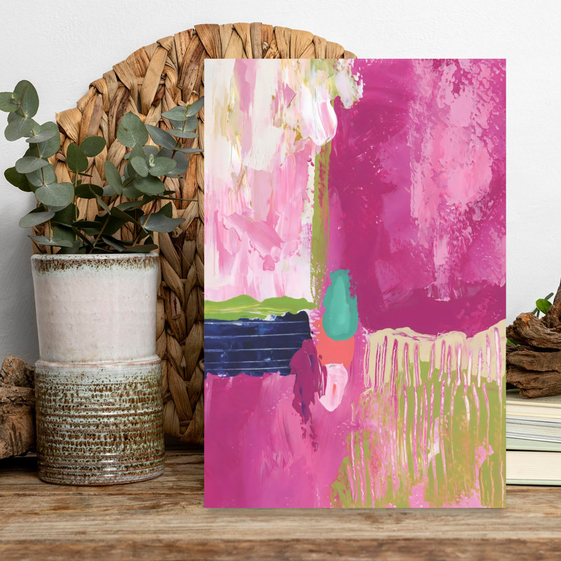 Art abstrait contemporain rose, abstrait et audacieux, 18" H x 12" W