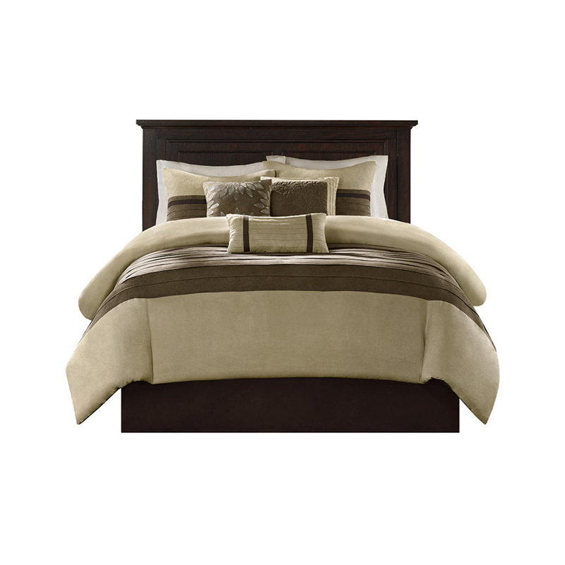 Ensemble d'édredon en faux suède 7 pièces 7 pièces, Édredon de très grande taille et 6 pièces suppl, Naturel