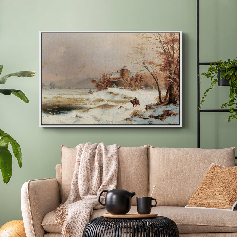 Paysage rétro - CDIV, H 27 po x l 41 po x P 2 po, Toile encadrée flottée blanche