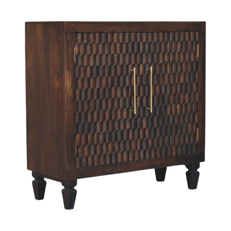 Solid Wood Vesta Textured Sideboard,3D texture, 2-Drawers