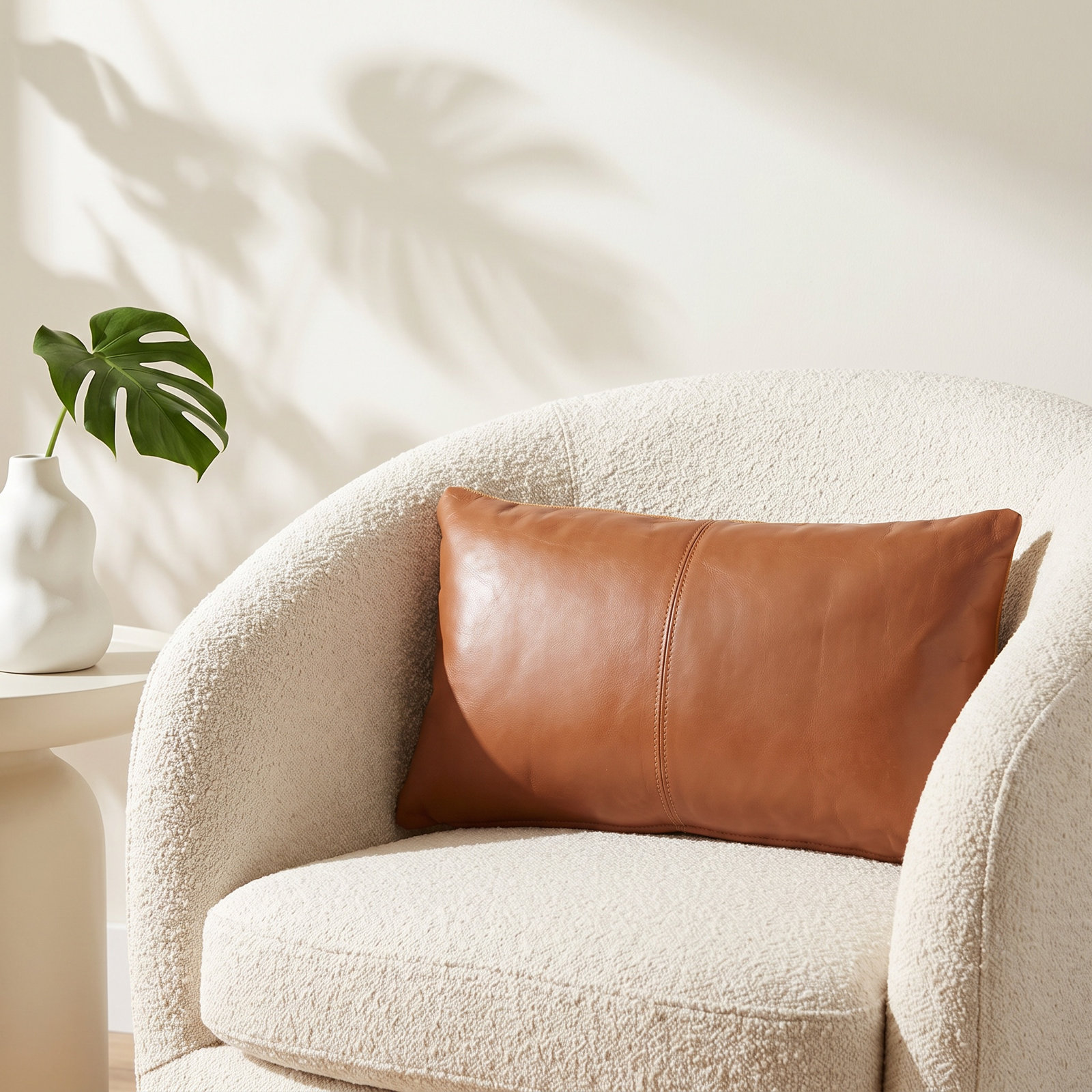 Darryn 20" x 12" Leather Throw Pillow